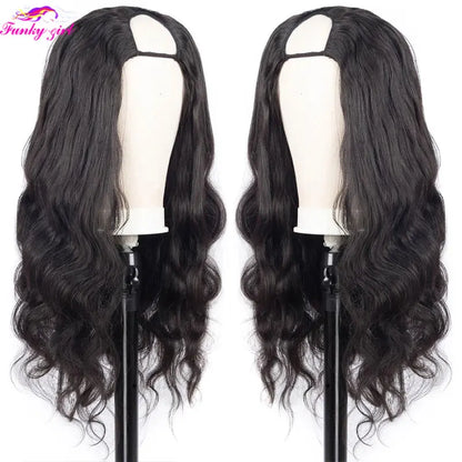 Body Wave U Part Wigs 100% Human Hair Brazilian Wavy Virgin Hair Wigs For Women Remy Hair Glueless Wigs 180% Density Cheap Wig