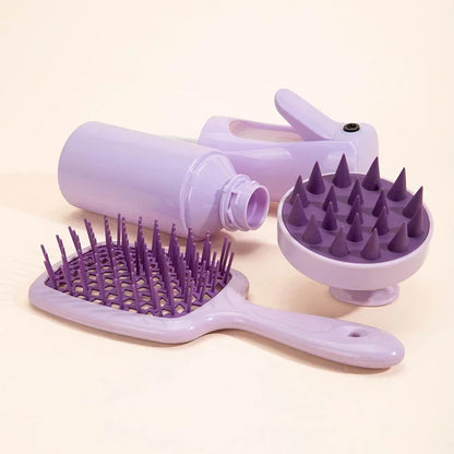 3pcs/set Spa Care Hair Shampoo Brush Natural Wet Curly Hollow Detangling Hair Brush Set Salon Professional Hairdressing Tools